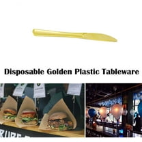 Snmubt Disposable Gold Color Plastic Tableware Cutlery Spoon Fork Set 25PC Hot Party (Gold)