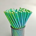 thumbnail image 1 of Snmubt Disposable Paper Straws Glitter Pearl Film Straws Straws Holiday Decoration (Green), 1 of 3