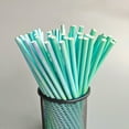 thumbnail image 1 of Snmubt Disposable Paper Straws Glitter Pearl Film Straws Straws Holiday Decoration (Light Blue), 1 of 2
