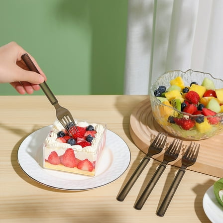 Snmubt Disposable Thick Tough Dinner Fork 30 Thickened Plastic Disposable Fork High Grade Salad Light Dessert Fork (Black)