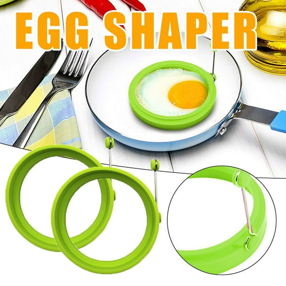 Snmubt Egg Separator Round Rings Pancake Ring Handles Nonstick Frieds Frying Kitchen Gadgets (Silica Gel)