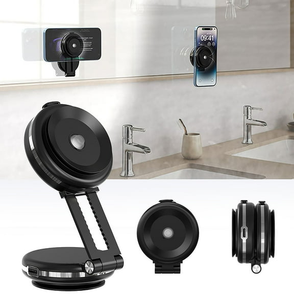 Snmubt Electric Vacuum Magnetic Suction Phone Mount, 360 Degree Rotating, Strong Suction for Car Kitchen Mirro Gym Bath Shower All Smooth Surface, Compatible with 4.7-inch Or Above Smartphones