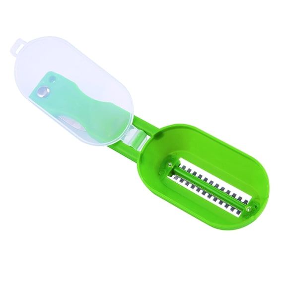Snmubt Fish Scalers with Cover + Planer 2 In 1 Scrapers Cleaner Kitchen Tool (Green)