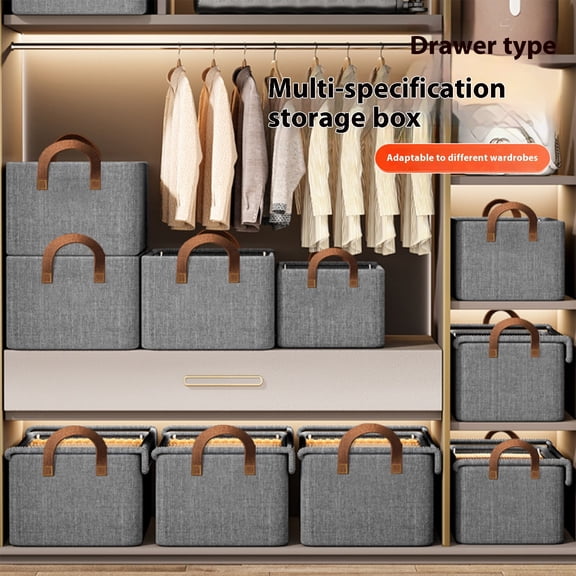 Snmubt Foldable Fabric Storage Drawer Unit, Clothes Wardrobe Organizer Basket, Black Metal Frame Closet Shelf, Stackable Container Without Lid