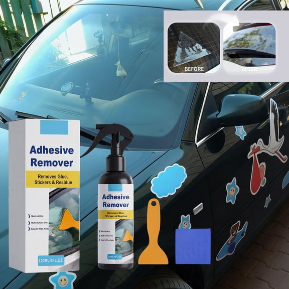 Snmubt Glue Remover Adhesive Remover Spray 120ml with Precision Brush, Fast Dissolving for Metal Plastic Wood Glass, Sticker Residue Cleaner