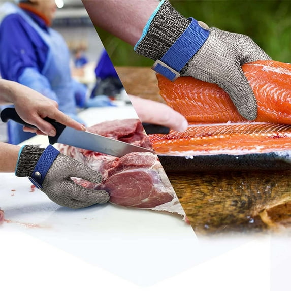 Snmubt Grade A9 Cut-Proof Gloves Food Grade 316 Stainless Steel Mesh Metal Gloves Cutting Gloves Kitchen Shelling Fillet Cutting Meat Cutting And Metal Working (B)