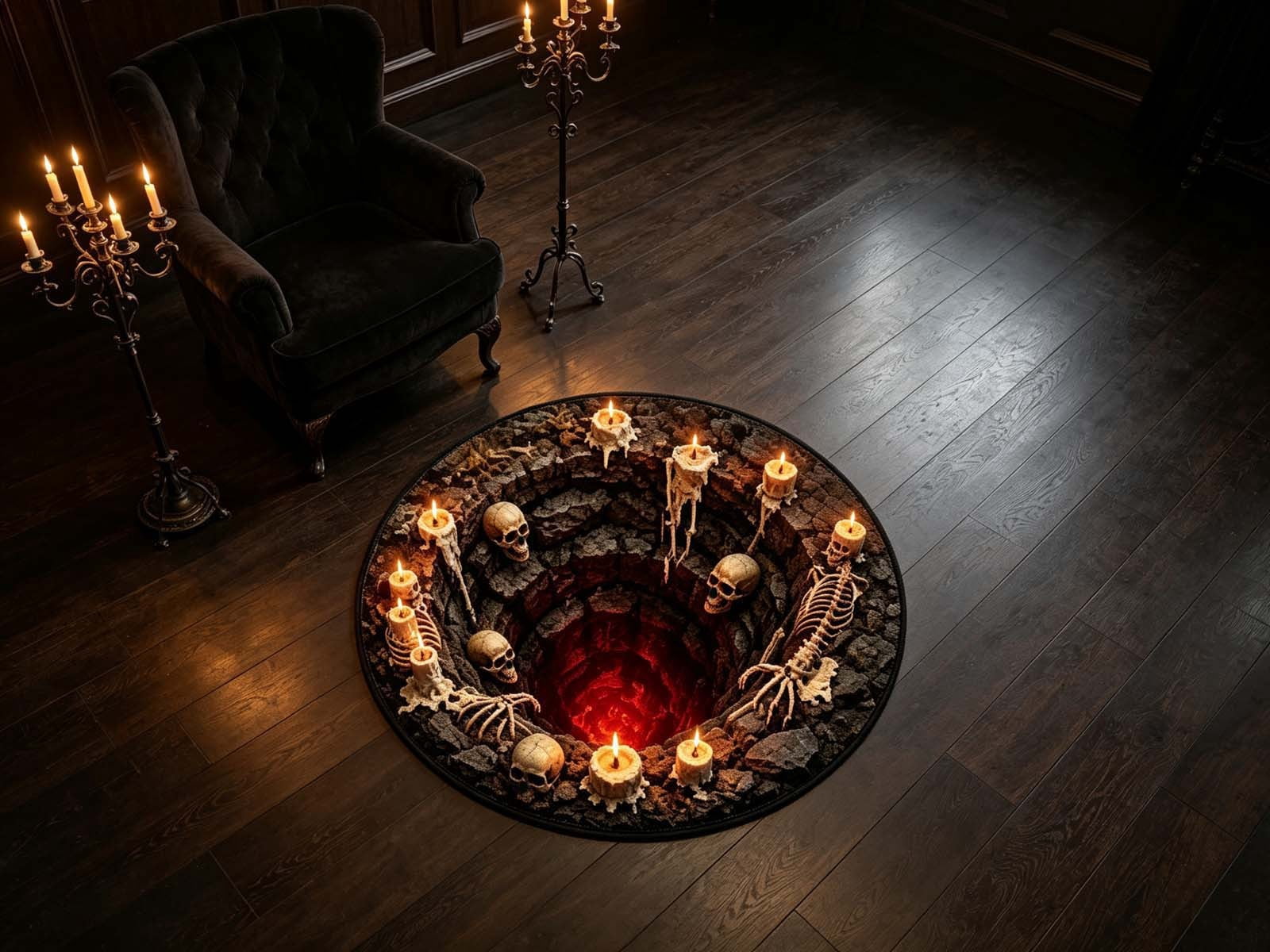Signage Rug Snmubt Halloween Area Rug, Spooky Visual Effect Floor Mat for Living ...