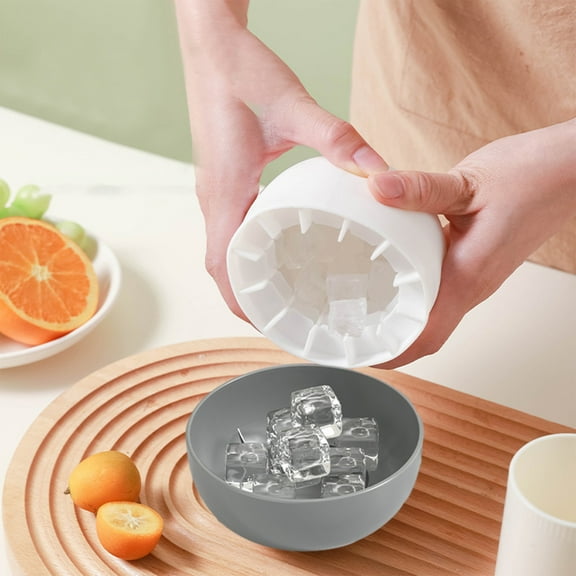 Snmubt Ice Ice Tray Ice Maker With Lid Ice Bucket Press Type Easy To Release Ice Cup Suitable For Refrigerator Whiskey Water (Gray)