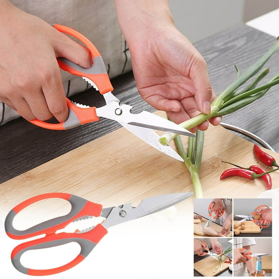 Snmubt Kitchen Shears Household Barbecue Scissors Poultry Shears Food Cooking Scissors All Purpose Stainless Steel Utility Scissors (Colour, Stainless Steel)