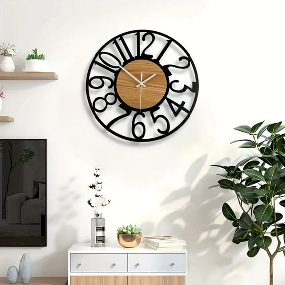 Snmubt Large Wall Clock For Living Room Decor 13 Inch Non Ticking Silent Battery Operated Modern Vintage Oversized Wall Clock For Bedroom Kitchen (Black)