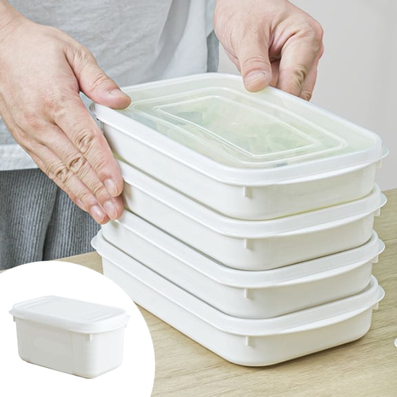 Snmubt Lunch Box Fresh Keeping Boxes Refrigerator Storage Boxes Food Grade Meat And Rice Separate Dishes Meal Preparation Boxes Suitable For Food Storage Outdoor Picnics (White, Plastic)