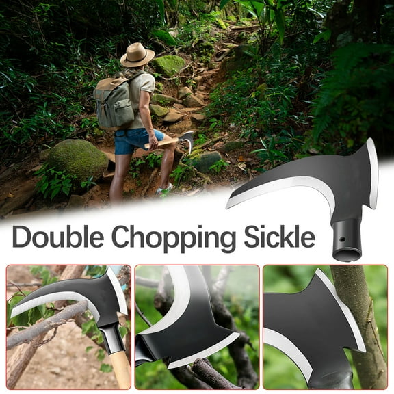 Snmubt Manganese Steel Double-Edged Sickle For Gardening Weeding And Grass Multifunctional Double-Edged For Cutting Trees And Firewood Gardens (A)