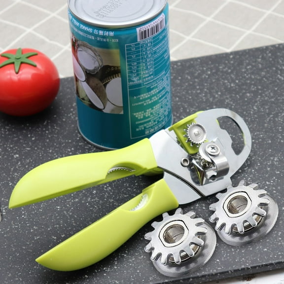 Snmubt Multifunctional Stainless Steel Powerful Can Opener Household Lid Opening Tool Can Opener, Kitchen Gadgets (Green, Stainless Steel)