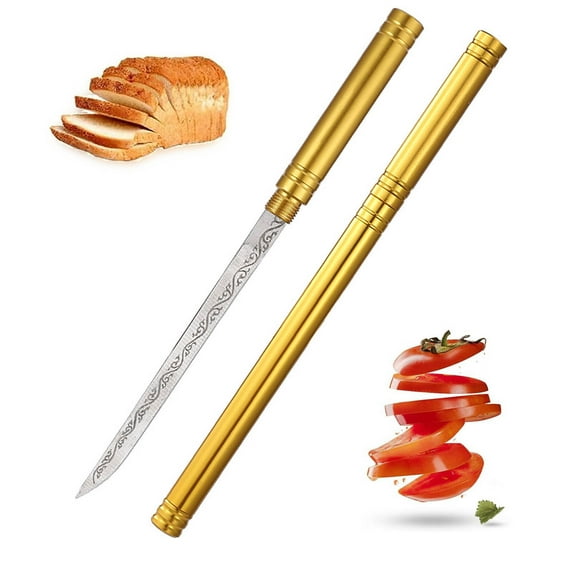 Snmubt Multipurpose Outdoor Portable Fruit Knife With Sheath Fruit Knife Steak Handle Meat Knife (Gold)