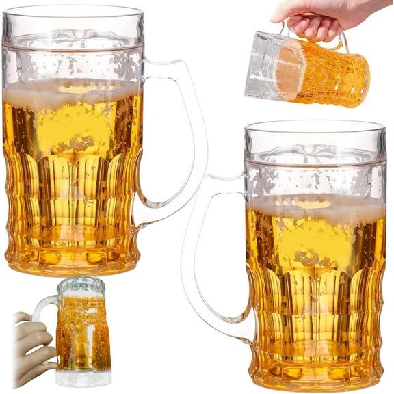 Snmubt Novelty Fake Beer Mug - 450ml Double-Layer Funny Beer Mug, Durable Decorative Cup for Parties, Home Bar Decor, Gag and Prank Gifts