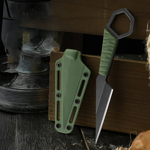 Snmubt Outdoor Multifunctional Portable Small Knife With Scabbard For Picnicking Hiking And Wilderness Survival Comes With A Necklace (Black)