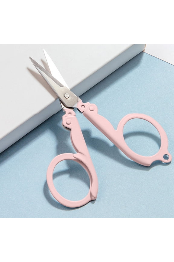 Pink Mini Travel Scissors, Foldable Small Scissors for Keychain, Stainless Steel for School and Home