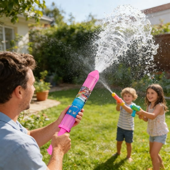 Snmubt Pink Pump Water Gun, Summer Outdoor Water Blaster for Pool Beach, Long Range Large Capacity Toy for Backyard Play