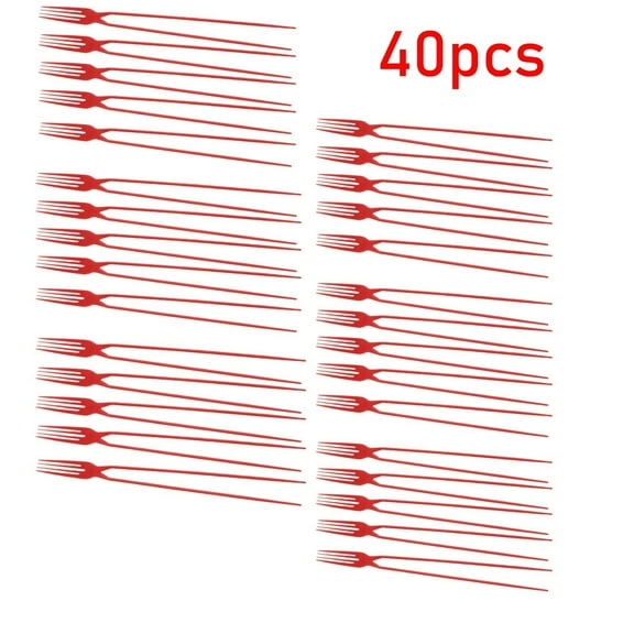 Snmubt Portable 10-Piece Set of Black and Red Disposable Plastic Chopsticks Fork 2-In-1 Multifunctional Tableware (Plastic)