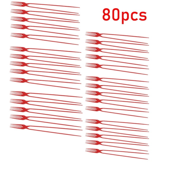 Snmubt Portable 10-Piece Set of Black and Red Disposable Plastic Chopsticks Fork 2-In-1 Multifunctional Tableware (Plastic)