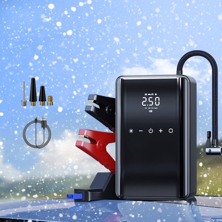 Snmubt Portable Car Jump Starter with Air Inflator Pump, 150PSI 12V Battery Booster Pack, Emergency LED Light for SUV Truck Winter
