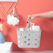 Snmubt Portable Shower Tote Organizer Bin with Handle Large Capacity Multifunctional Storage Basket for Bathroom Cleaning Supplies Kitchen (Gray, Plastic)