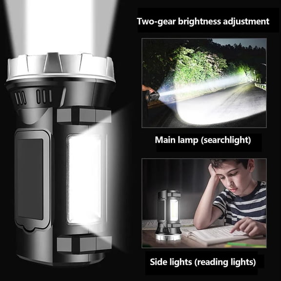 Snmubt Rechargeable LED Searchlight, High Power Portable Flashlight with Red Light, Waterproof Emergency Torch for Camping Hiking, Super Bright Work Light
