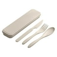 thumbnail image 1 of Snmubt Reusable Travel Utensils Set With Case Straw Camping Utensil Sets Portable Kids Lunch Accessories Cutlery Set For Picnic Work School Lunch (Beige), 1 of 1
