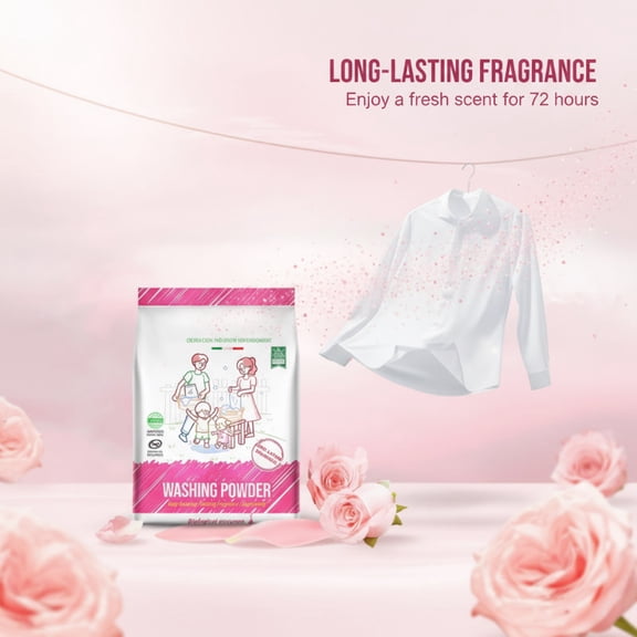 Snmubt Rose Scented Laundry Powder, 850g, 3X Deep Cleaning Power with Bio-Enzyme Technology, Lasting Fragrance