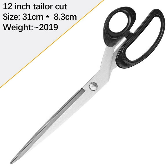 Snmubt Scissors Plastic Handle Stainless Steel Large Size Scissors Household Office Fabric Leather Cutting (Black)