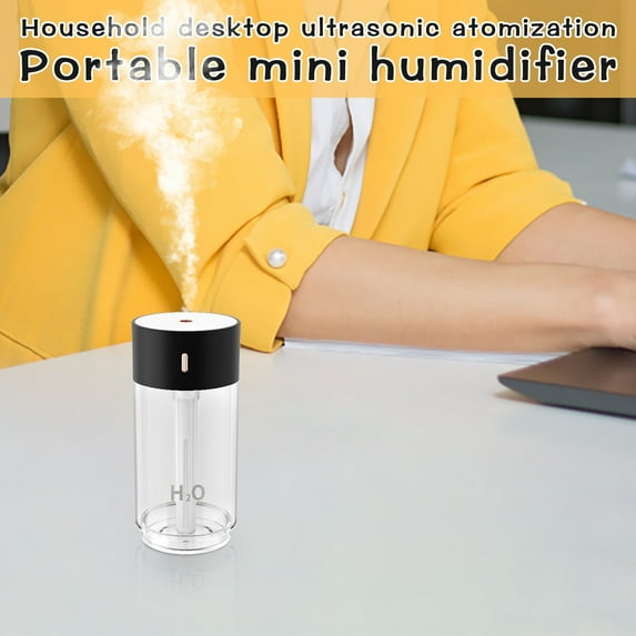 Snmubt Small Humidifier 280Ml Desktop Humidifier Quiet Night Lighting Function Two Spray Modes Automatic Shutdown of Bedroom Baby Room and Office (Black)