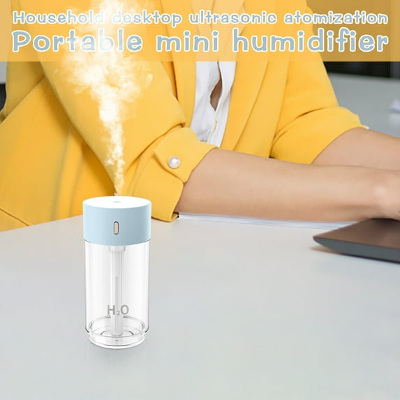 Snmubt Small Humidifier 280Ml Desktop Humidifier Quiet Night Lighting Function Two Spray Modes Automatic Shutdown of Bedroom Baby Room and Office (Light Blue)