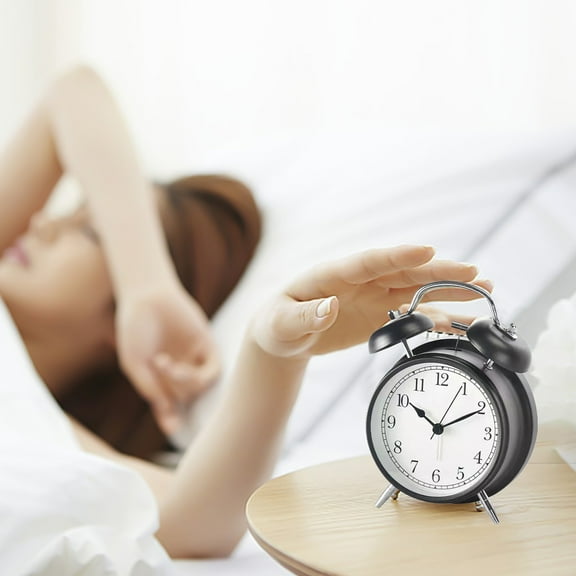 Snmubt Small Loudly Twin Metal Alarm Clock Silent Non-Ticking Nightlight Clock (Black)