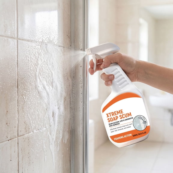 Snmubt Soap Scum Remover 500ml Hard Water Stain Cleaner, Bathroom Tile Glass Shower Door Cleaner, Limescale Calcium Deposit Dissolver