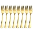 thumbnail image 1 of Snmubt Stainless Steel Colourful Forks 8PC for Fruit Desserts Ice Cream Cake Forks (Gold), 1 of 1