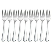 Snmubt Stainless Steel Colourful Forks 8PC for Fruit Desserts Ice Cream Cake Forks (Silver)