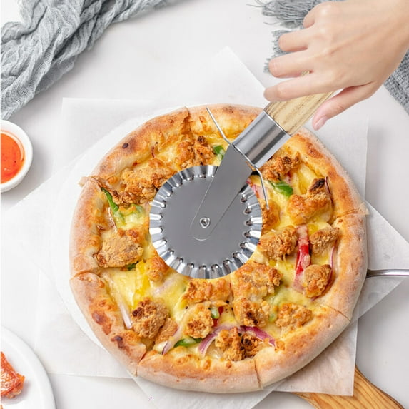 Snmubt Stainless Steel Pizza Cutter Shovel Integrated Pizza Knife Roller Knife Shovel Cutting Pizza Home Kitchen Baking Tools Stainless Steel Light Pizza Tools (Silver)