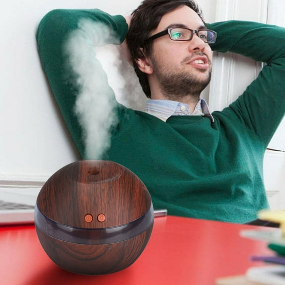 Snmubt Usb Wood Grain Humidifier Round Humidifier Mini Humidifier Aroma Aromatherapy Humidifier (Brown)