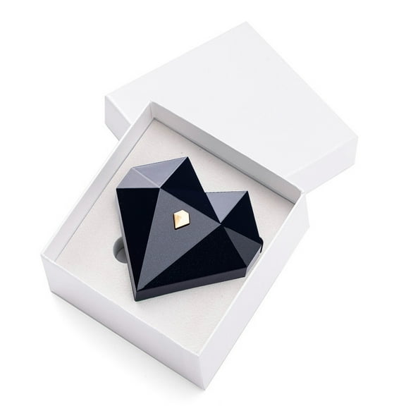 Snmubt Valentine Day Gift Heart Shaped Diamond Jewelry Box Automatic Open Proposal Surprise Ring Box Jewelry Packaging Storage Box Without Jewelry (Dark Blue)