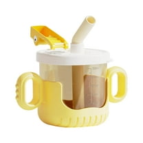 Snmubt Weighted Straw Trainer Cup for Kids - 7oz Silicone Sippy Cup with Fliptop Straw, Soft Spout, Leak-Proof Design, Clear Scale & Non-Slip Handle (Yellow)