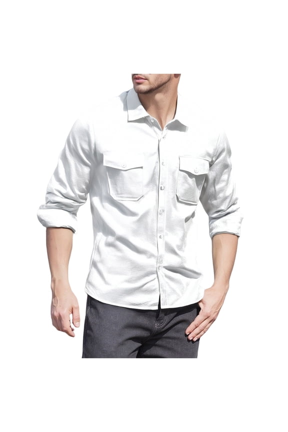 Dress Shirts for Men Collared Neck with Pockets Long Sleeve Button down Business Casual Office Work Shirts for Men