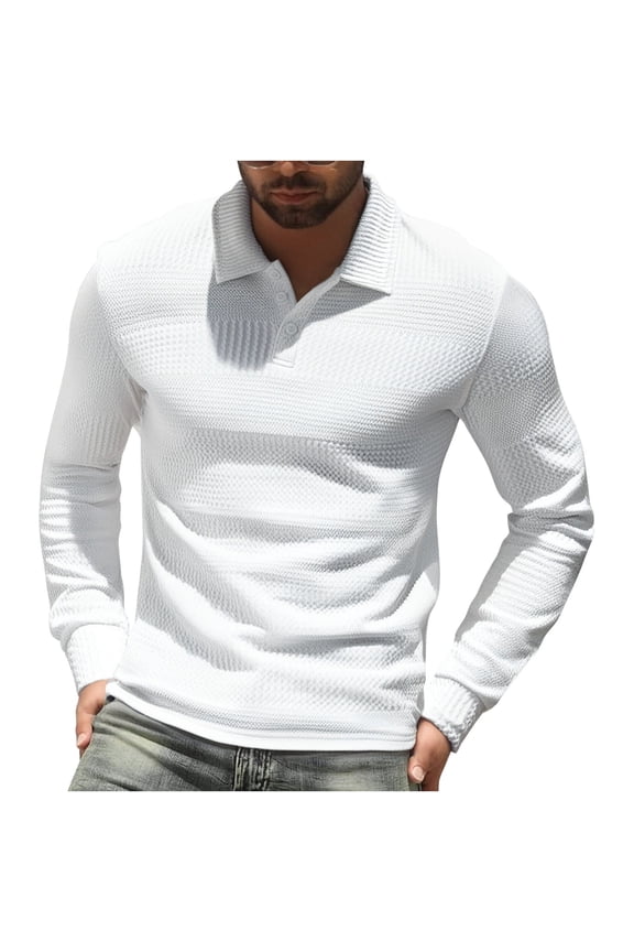 Shirts for Men Collared Neck Long Sleeve 1/4 Button Outdoor Actives Casual Going out Shirts