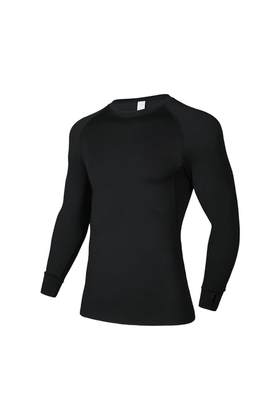 Sports Shirts for Men Long Sleeve Fleece Thermal Crew Neck Stretchy Quick Drying Mens Workout Muscle Shirts