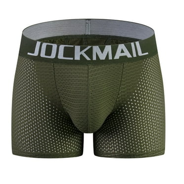 SnnmBlm Breathable Mesh Men's Butt Padded Underwear Boxer Mens Padded Underwear Boxer Army Green L