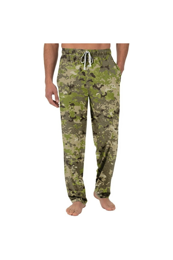 Camo Pajama Pants Hunting Camouflage Men's Pajama Bottoms Lounge Sleepwear PJs Lightweight Sleep Pants Mint Green 2XL