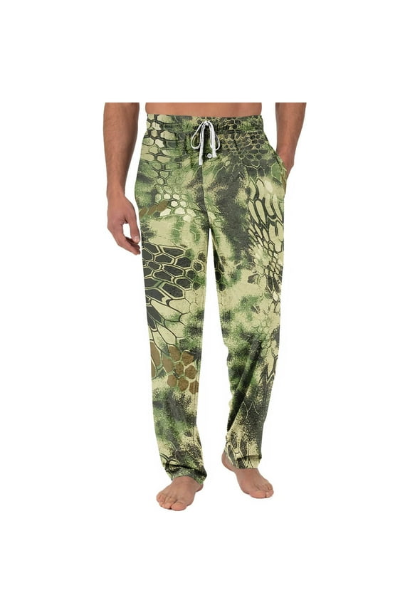 Camo Pajama Pants Hunting Camouflage Men's Pajama Bottoms Lounge Sleepwear PJs Lightweight Sleep Pants Snake Pattern L