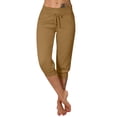 thumbnail image 1 of SnnmBlm Capri Sweatpants for Women Petite Capris for Short Women Plus Size Knee Length Yoga Pants for Women Cotton Mom Gifts Khaki XL, 1 of 6