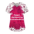 Womens Scrubs Christmas Short Sleeve V Neck Snowflake Holiday Nursing