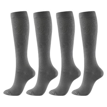 SnnmBlm Compression Socks for Women and Men Circulation, 20-30 mmhg Knee High Best Support for Athletic Running, Cycling, Hiking, , Nurse, Recovery Gray 4 Pairs