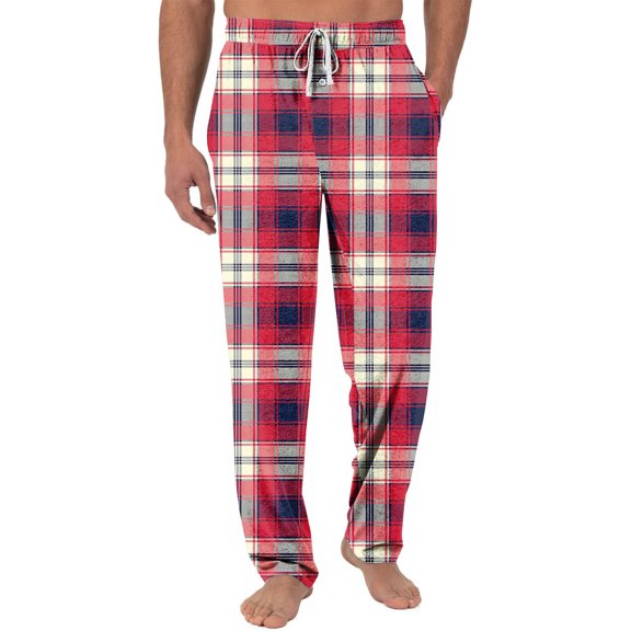 SnnmBlm Men's Cotton Super Soft Flannel Plaid Pajama Pant Beige XL